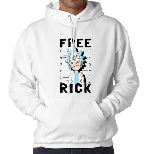 Buzo Buso Saco Hoodies Blanco De Rick Free Con Capota