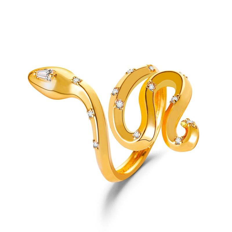 ANILLO SERPIENTE DORADO AJUSTABLE CON CIRCONES