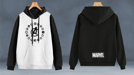 Buzo Saco, Hoodie marvel negro bolsillo